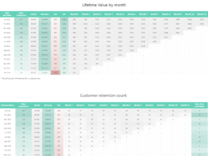 Gaille Reports | Cohort Analysis Template. LTV and Customer Retention