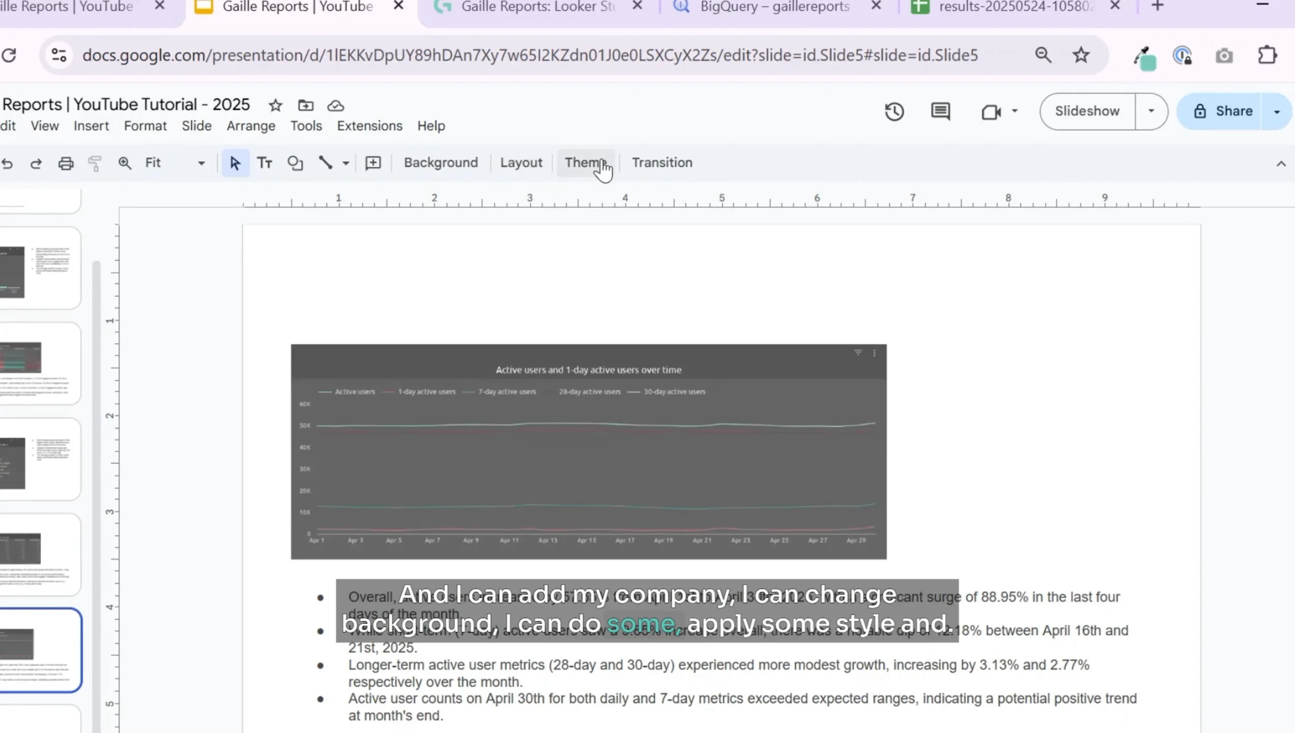 Customizing Gemini AI slides with company branding and colors