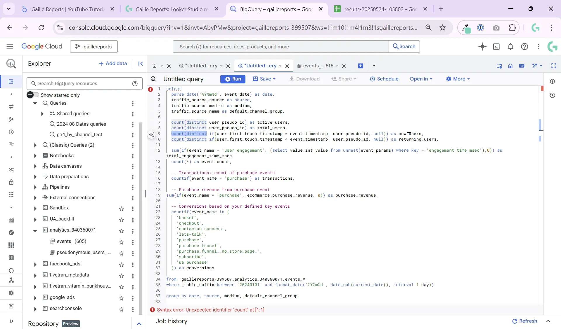 Logic for identifying new users in GA4 BigQuery data
