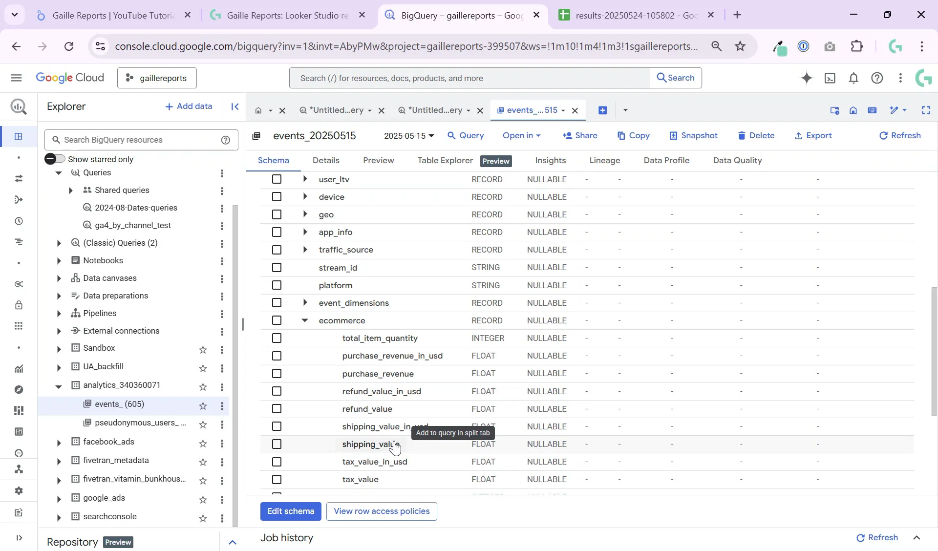 Summing purchase revenue from ecommerce data in GA4