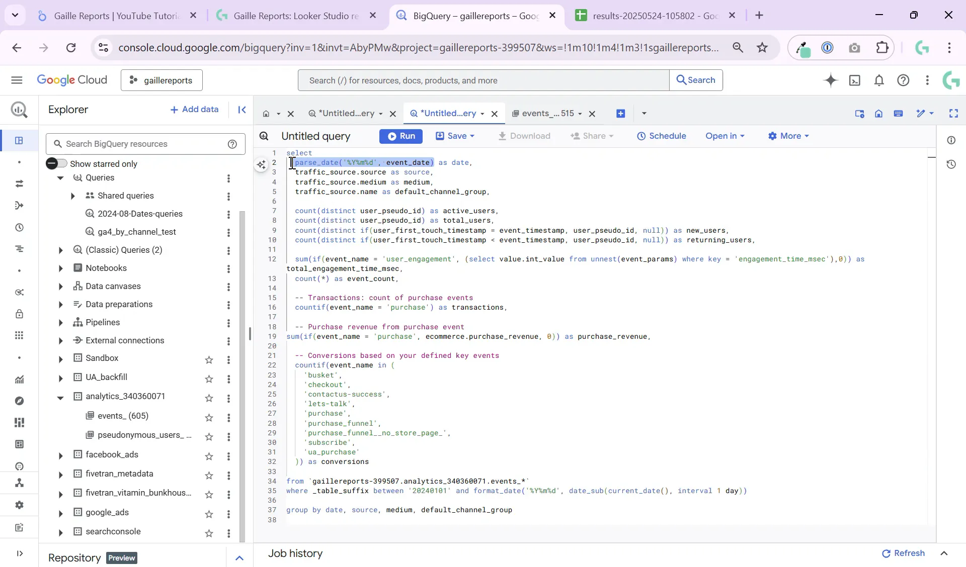 Parsing event_date string to date format