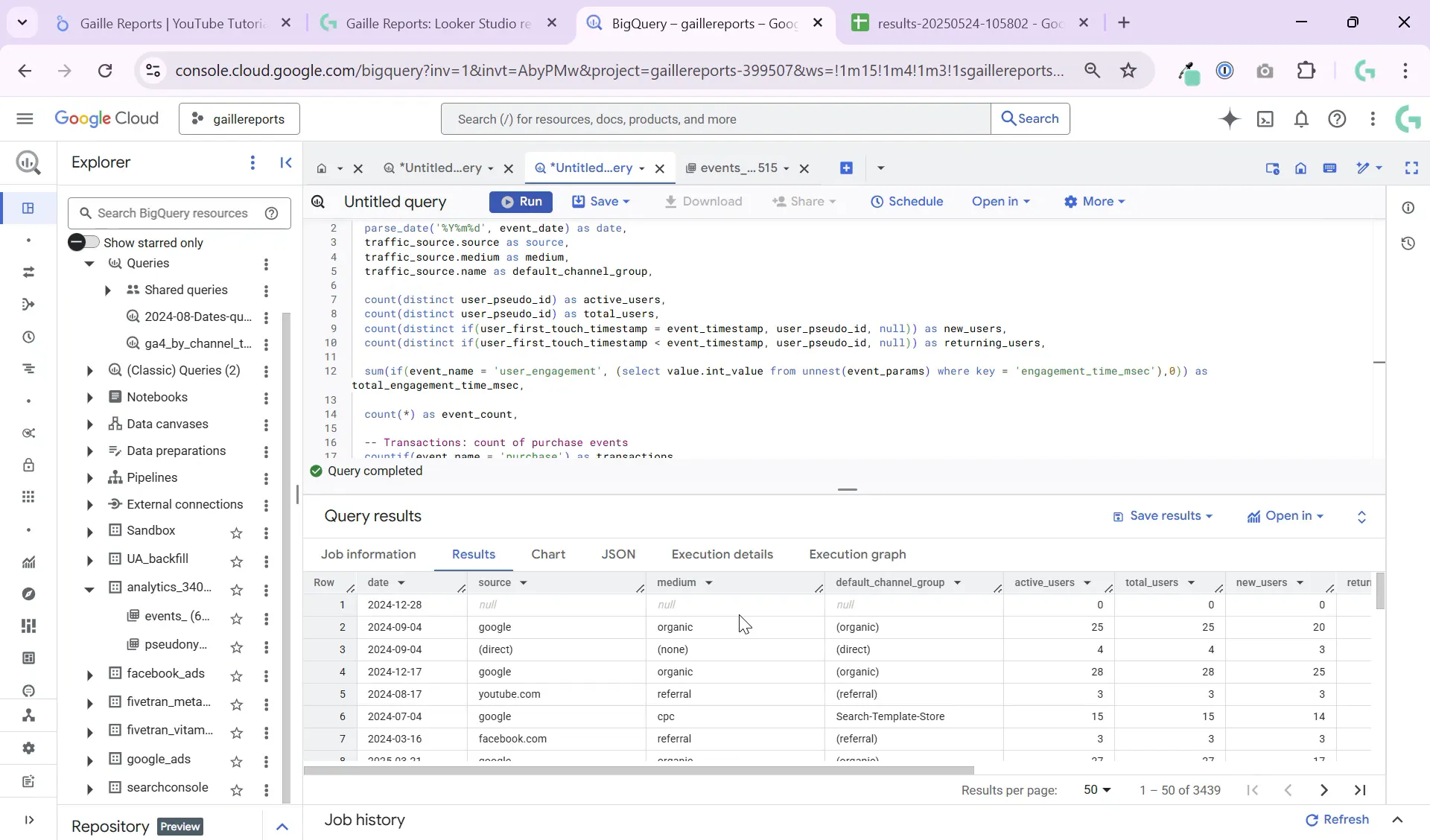 Resulting table preview in BigQuery