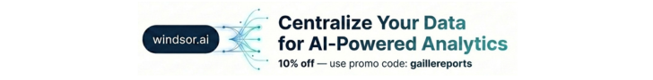 Windsor.ai — Centralize your data for AI-powered analytics. 10% off with promo code gaillereports.