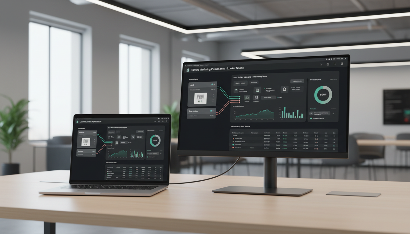 Marketing dashboard charts and KPI cards