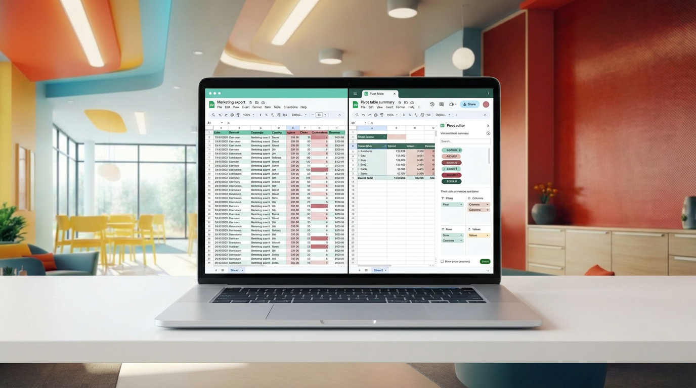 Google Sheets pivot table setup view