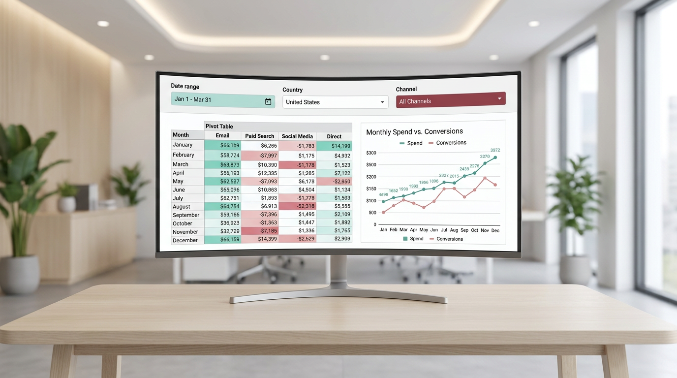 Marketing data summary in pivot table