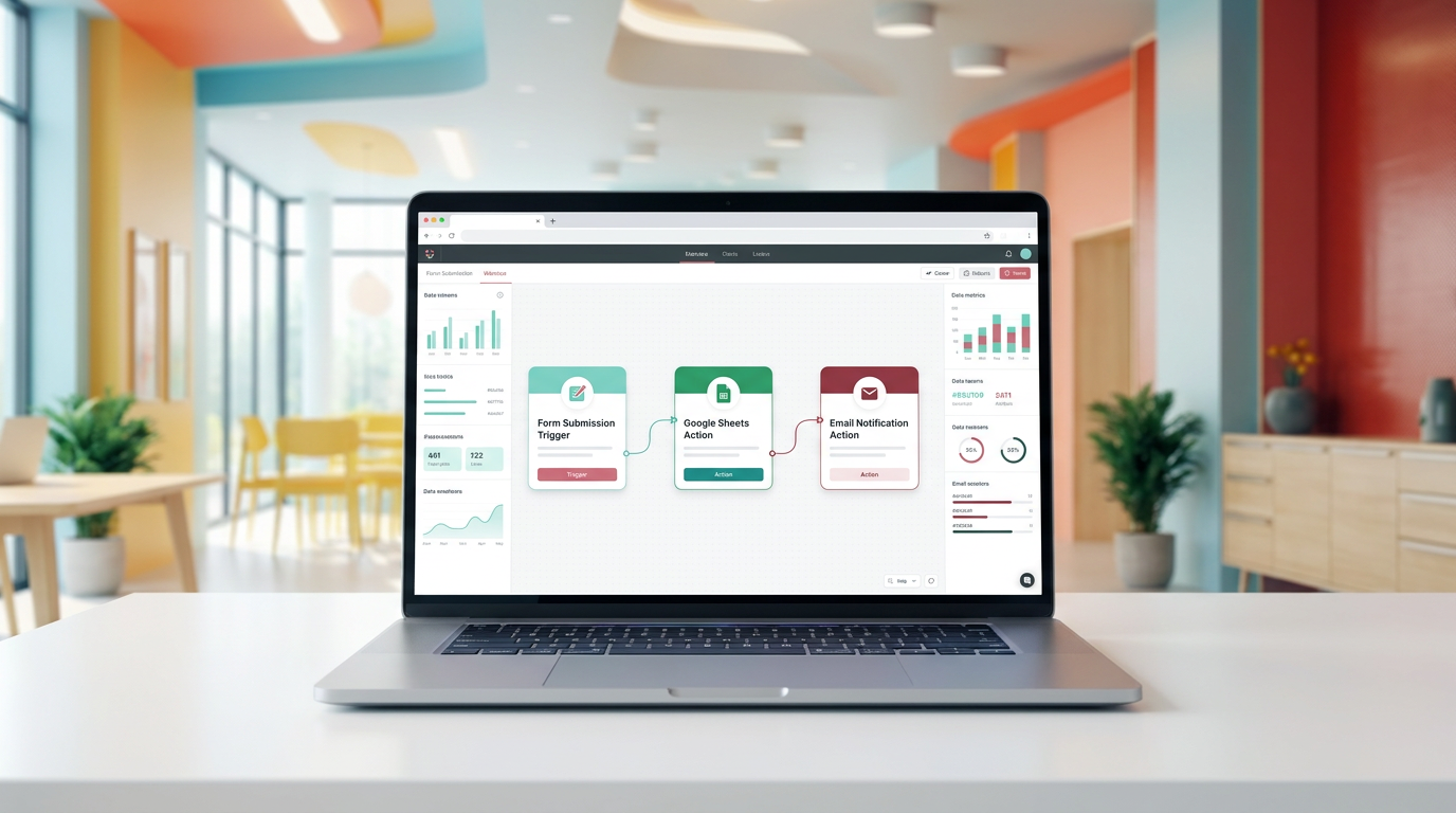 Workflow automation dashboard with connected apps
