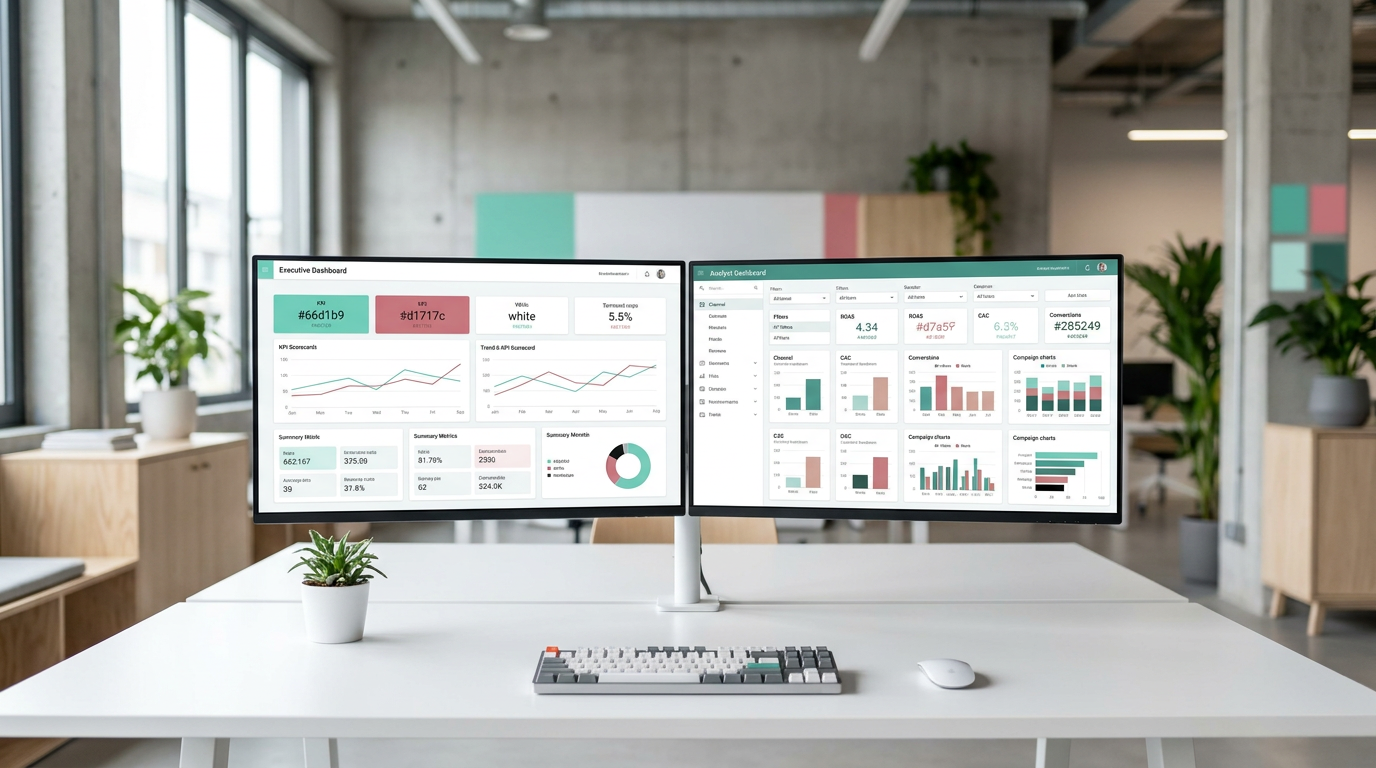 Analyst reviewing dashboard performance metrics