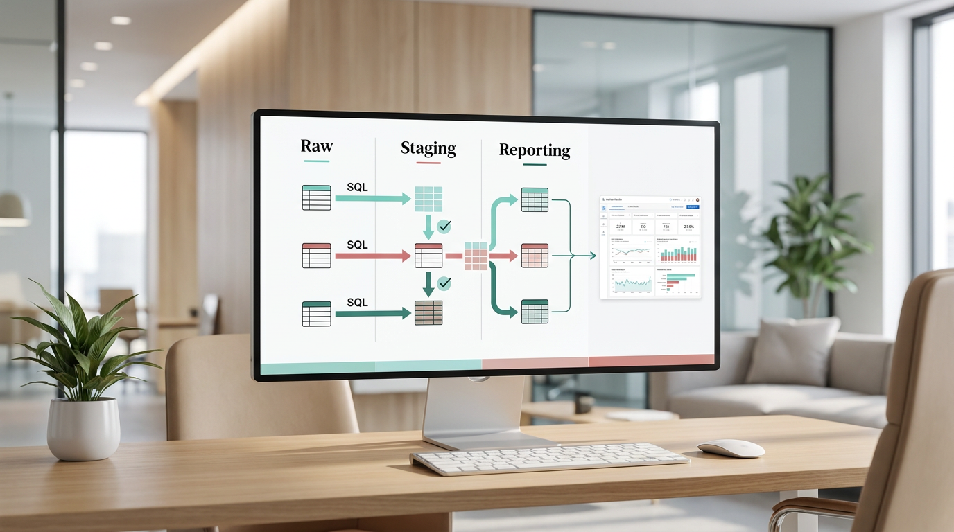 BigQuery reporting workflow with dashboard charts